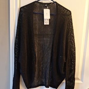 Uniqlo Black Open-Knit Cardigan